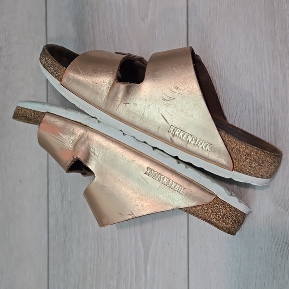 Birkenstock Women Arizona Rose Metallic Sandals Shoes Sz 37/6 Regular - Picture 10 of 14
